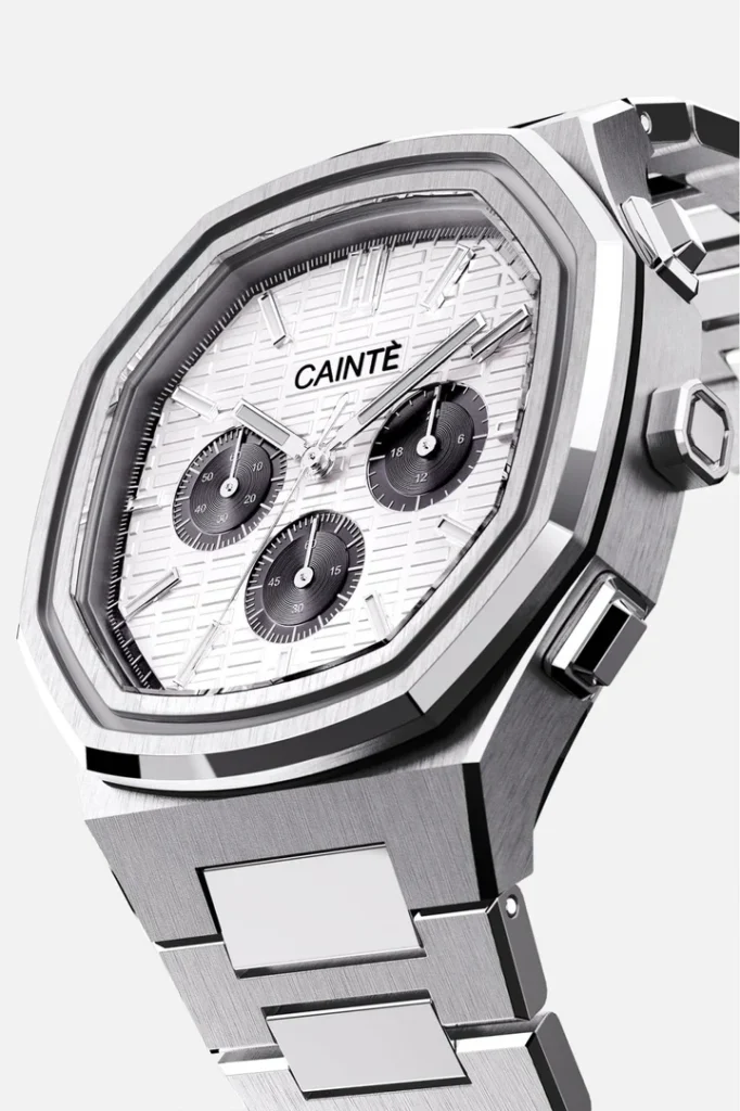 Cainte Claude Chronograph Watch White&Black Quartz Front