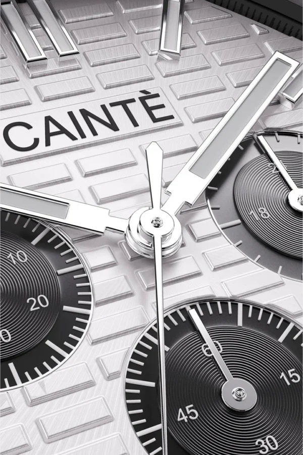 Cainte Claude Chronograph Watch White&Black Quartz Front Pose