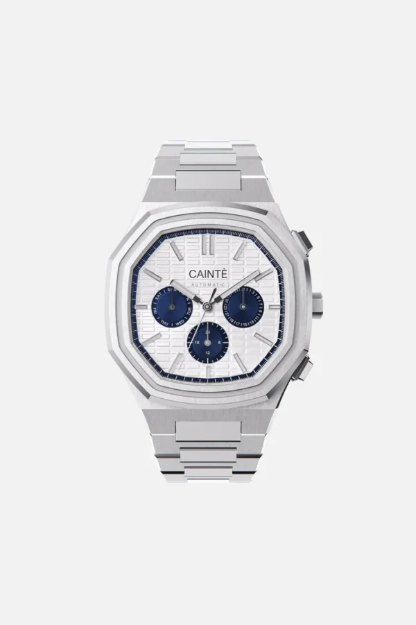 Cainte Claude Chronograph Watch White/Blue Automatic