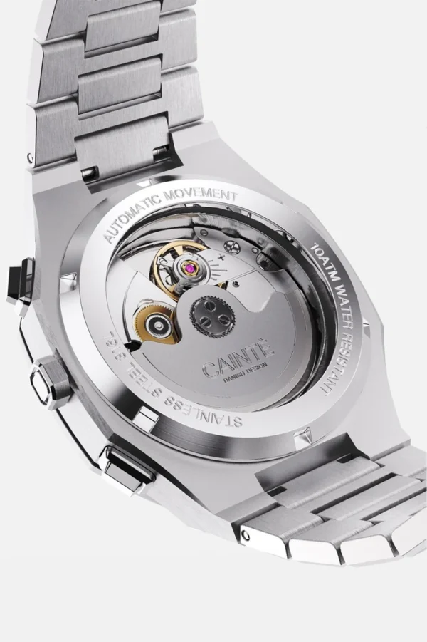 Cainte Claude chronograph Watch White Automatic Back