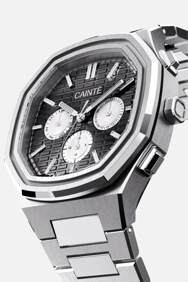 Cainte claude Chronograph Watch Black&White Quartz Front