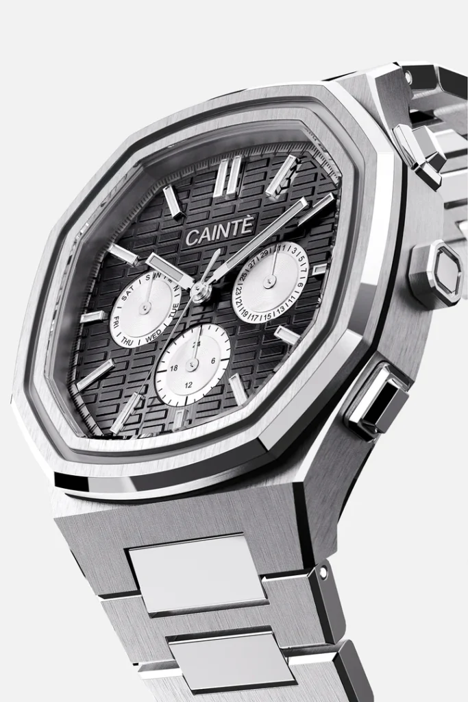 Cainte claude Chronograph Watch Black&White Quartz Front