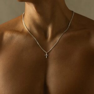 Cainte Hammered Cross Necklace Stainless Steel